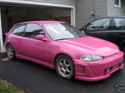 Custom painted hot pink Honda civic hatch this week's favourite by a pink